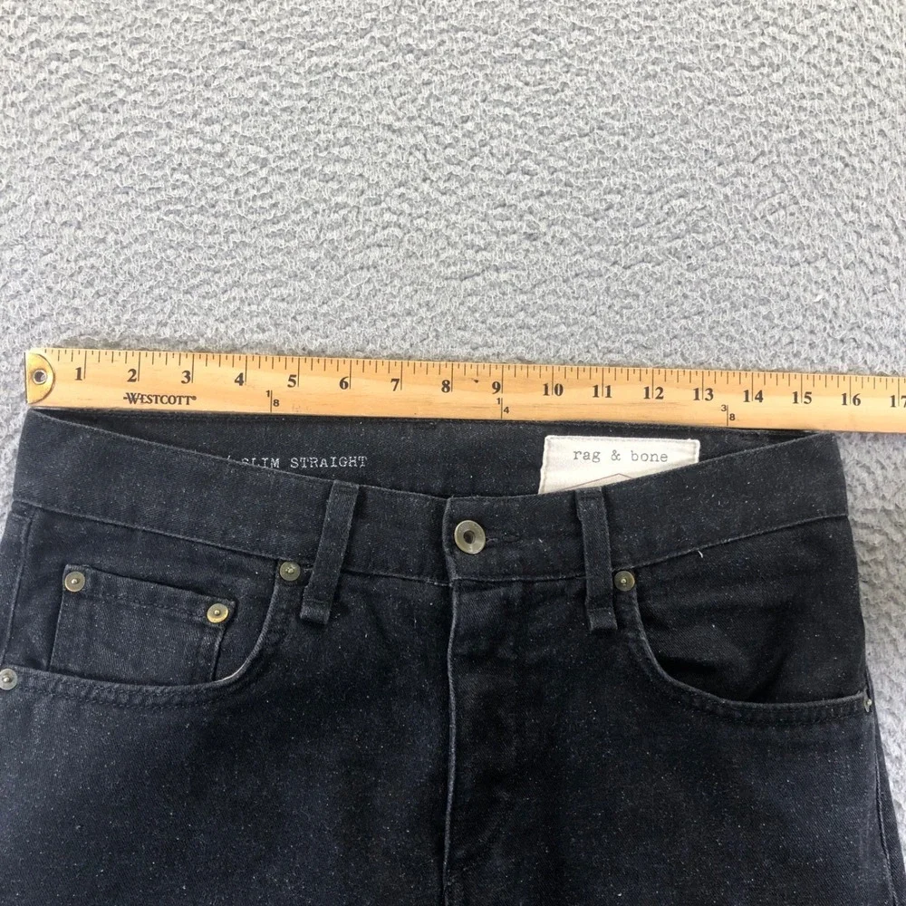 Rag & Bone Jeans Mens 30x34 Black 15x Slim Straight Nap Neppy Button Made In USA